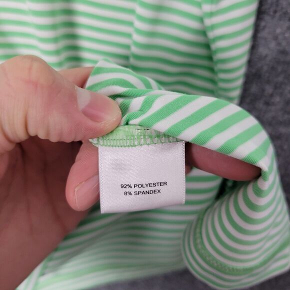 PETER MILLAR Summer Comfort Green Striped Short Sleeve Polo Shirt SIZE LARGE - Picture 12 of 14